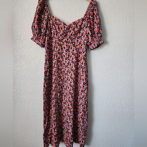 Boden Silk Blend Floral Midi Dress With Side Pockets